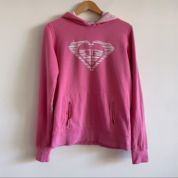 vintage y2k pink hoodie roxy jumper 2000s surf sweater. - Picture 2 of 7